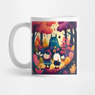 Colorful Scandinavian Forest Children and Creatures Mug